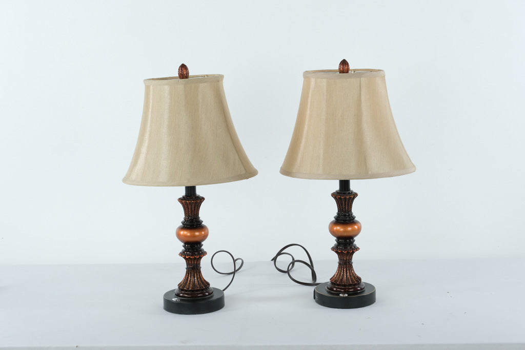 Set of 2 Traditional Touch Control Table Lamps – 3-Way Dimming with Dual USB Charging Ports