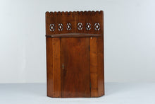 Load image into Gallery viewer, American Circa 1830 Walnut Hanging Corner Cupboard Pierced Gallery Antique

