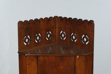 Load image into Gallery viewer, American Circa 1830 Walnut Hanging Corner Cupboard Pierced Gallery Antique

