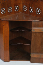 Load image into Gallery viewer, American Circa 1830 Walnut Hanging Corner Cupboard Pierced Gallery Antique
