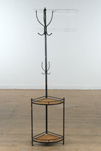 Load image into Gallery viewer, Black Metal Corner Hat &amp; Coat Rack with Shelves
