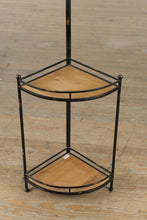 Load image into Gallery viewer, Black Metal Corner Hat &amp; Coat Rack with Shelves
