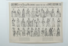 Load image into Gallery viewer, Vintage Costume History Poster – 13th &amp; 14th Century Dress by Don Foote for Eaves Costume Co., Theatrical Reference Print
