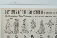 Load image into Gallery viewer, Vintage Costume History Poster – 15th Century Dress by Don Foote for Eaves Costume Co., Medieval &amp; Renaissance Reference Print
