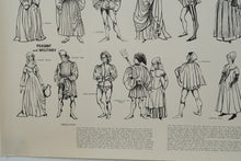 Load image into Gallery viewer, Vintage Costume History Poster – 15th Century Dress by Don Foote for Eaves Costume Co., Medieval &amp; Renaissance Reference Print
