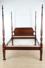 Load image into Gallery viewer, Council Craftsman Queen-Size Mahogany Poster Bed with Hand-Carved Wheat Motif
