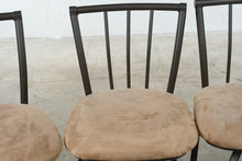Load image into Gallery viewer, Set of 4 Contemporary Metal Counter Height Bar Stools with Tan Upholstered Seats
