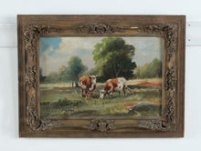 Load image into Gallery viewer, Vintage Original Oil on Canvas – Cows in Pasture – 24″ × 18″

