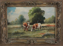 Load image into Gallery viewer, Vintage Original Oil on Canvas – Cows in Pasture – 24″ × 18″
