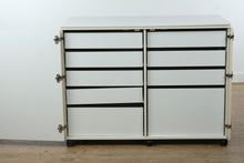 Load image into Gallery viewer, White Folding Craft Table Cabinet with Drawers and Casters
