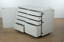 Load image into Gallery viewer, White Folding Craft Table Cabinet with Drawers and Casters
