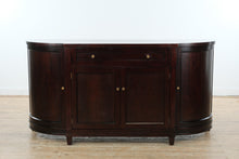 Load image into Gallery viewer, Crate &amp; Barrel Solid Cherry Rounded-End Sideboard with Open Shelf Interior
