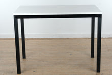 Load image into Gallery viewer, Crate and Barrel Parsons White Top Black Frame Dining Table Desk 48 x 28
