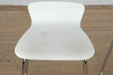 Load image into Gallery viewer, Pair of Crate &amp; Barrel Modern White Counter Stools with Chrome Bases
