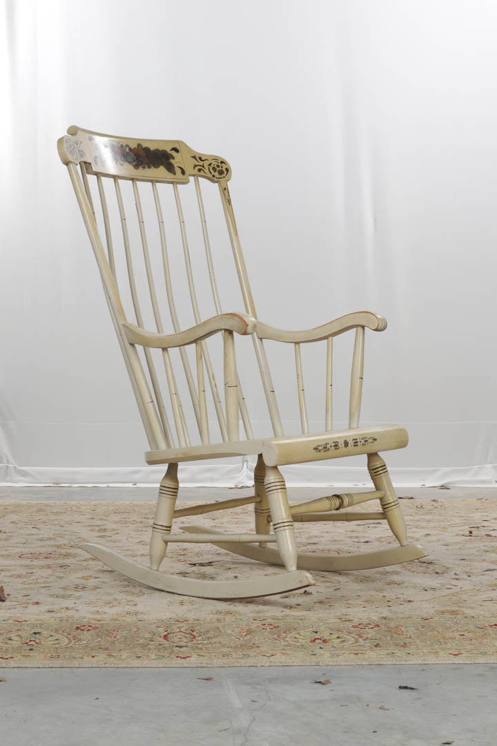 Cream Colored Hitchcock Style Rocking Chair