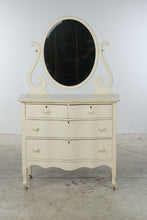 Load image into Gallery viewer, Antique Painted Serpentine Front Dresser with Oval Mirror

