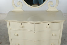 Load image into Gallery viewer, Antique Painted Serpentine Front Dresser with Oval Mirror
