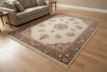 Load image into Gallery viewer, Chinese Style Floral Medallion Area Rug 93 x 128 Ivory Rose Blue
