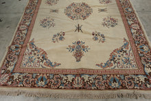 Load image into Gallery viewer, Chinese Style Floral Medallion Area Rug 93 x 128 Ivory Rose Blue
