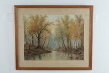 Load image into Gallery viewer, Original Signed Landscape Painting Autumn Woodland Stream Scene Framed 36.5 x 30.5
