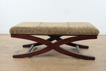 Load image into Gallery viewer, Modern Upholstered Bench with Curved Wood X-Base
