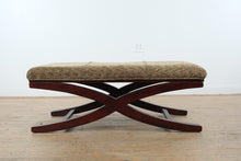 Load image into Gallery viewer, Modern Upholstered Bench with Curved Wood X-Base
