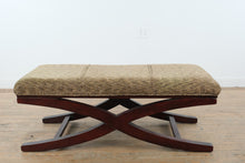 Load image into Gallery viewer, Modern Upholstered Bench with Curved Wood X-Base
