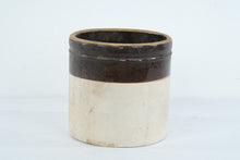Load image into Gallery viewer, Antique 2 Gallon Stoneware Crock Brown Glaze Blue Crown 9 Inch

