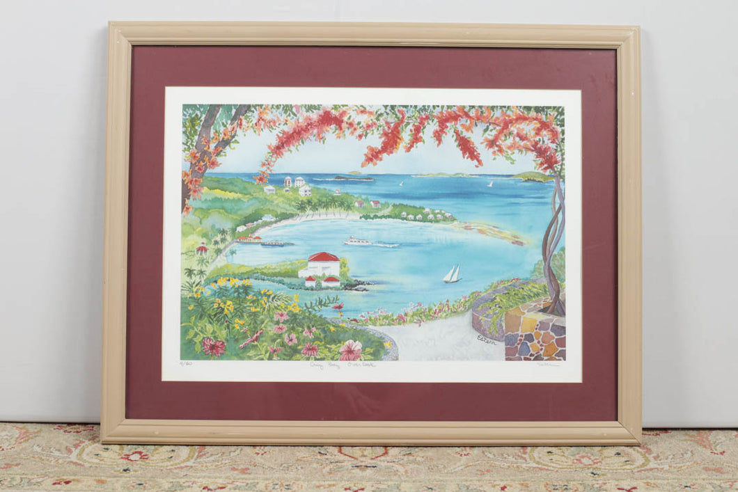 Cruz Bay Overlook Framed Watercolor