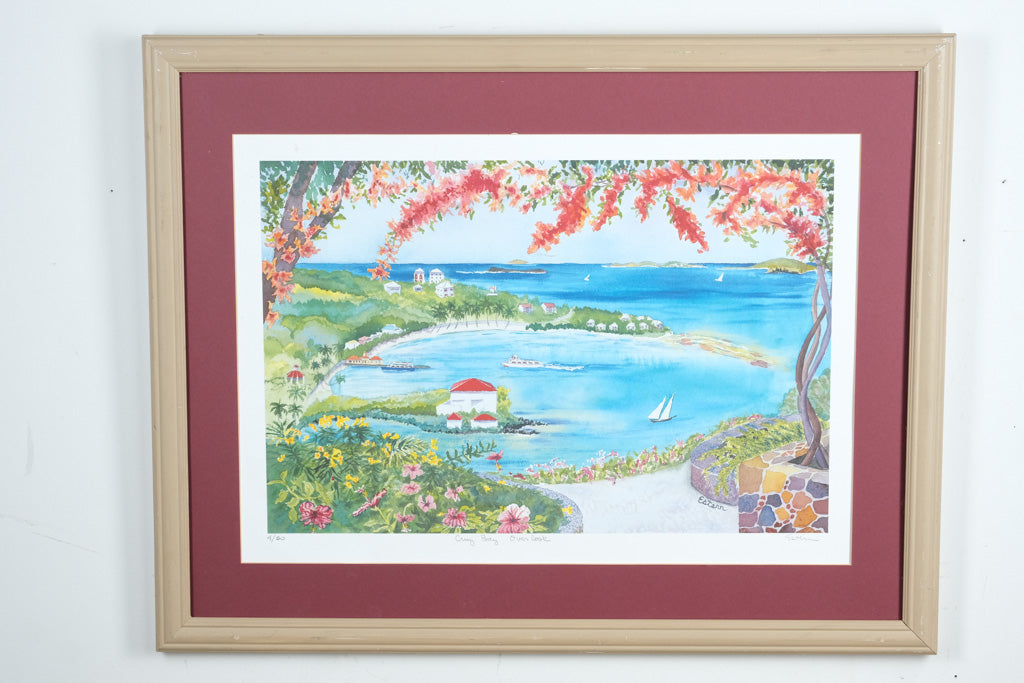 Cruz Bay Overlook – Signed Framed Watercolor Print by Estern (28