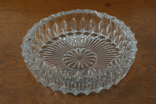Load image into Gallery viewer, Vintage Pressed Crystal Ashtray – 7.5” Round Cut Glass Dish, Mid-Century Heavy Clear Glass
