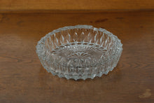 Load image into Gallery viewer, Vintage Pressed Crystal Ashtray – 7.5” Round Cut Glass Dish, Mid-Century Heavy Clear Glass
