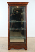 Load image into Gallery viewer, Illuminated Cherry Glass Curio Cabinet with Frosted Floral Detai
