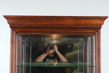 Load image into Gallery viewer, Illuminated Cherry Glass Curio Cabinet with Frosted Floral Detai
