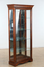 Load image into Gallery viewer, Illuminated Cherry Glass Curio Cabinet with Frosted Floral Detai
