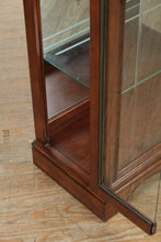Load image into Gallery viewer, Illuminated Cherry Glass Curio Cabinet with Frosted Floral Detai

