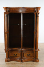 Load image into Gallery viewer, Pair of Curved Front Display Cabinets with Burled Accents
