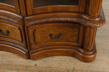 Load image into Gallery viewer, Pair of Curved Front Display Cabinets with Burled Accents
