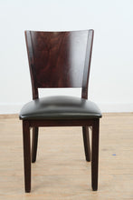 Load image into Gallery viewer, Dark Wood Restaurant Dining Chair With Black Vinyl Seat
