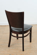 Load image into Gallery viewer, Dark Wood Restaurant Dining Chair With Black Vinyl Seat
