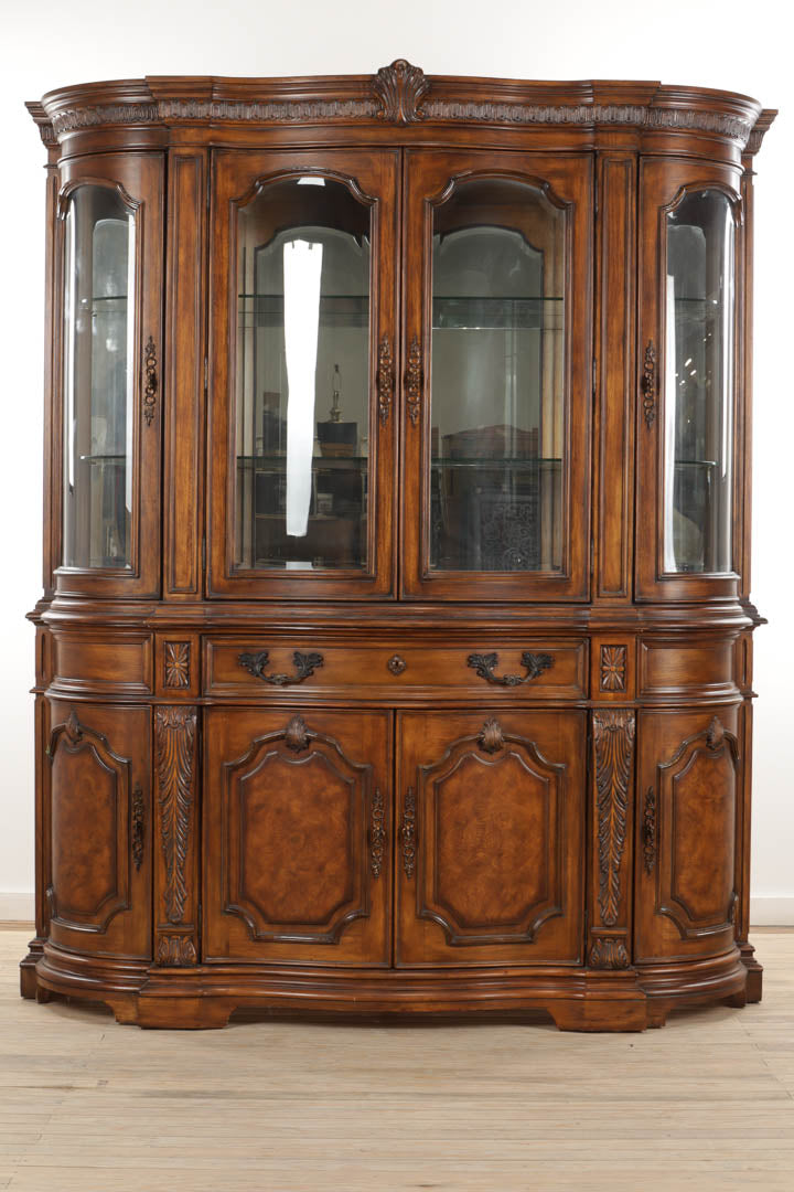 Curved & Burled China Cabinet by Drexel Heritage