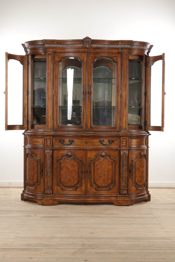 Burled China Cabinet By Drexel Heritage