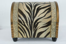 Load image into Gallery viewer, Safari Zebra Print Storage Trunk Bench Upholstered Chest Wood Base
