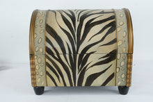 Load image into Gallery viewer, Safari Zebra Print Storage Trunk Bench Upholstered Chest Wood Base
