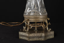 Load image into Gallery viewer, Cut Glass Lamp with Decorative Metal Base
