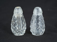Load image into Gallery viewer, Vintage Cut Glass Crystal Salt and Pepper Shakers Faceted Clear Set
