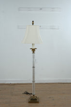Load image into Gallery viewer, Vintage Brass and Cut Glass Column Floor Lamp 3 Way 60 Inch
