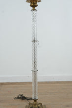 Load image into Gallery viewer, Vintage Brass and Cut Glass Column Floor Lamp 3 Way 60 Inch

