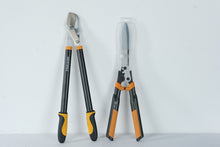 Load image into Gallery viewer, Fiskars PowerGear2 Hedge Shears and Power Lever Bypass Loppers Garden Tool Set
