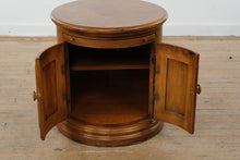 Load image into Gallery viewer, Round Solid Wood End Table Cabinet with Pull Out Shelf and Storage
